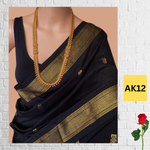 BLACK & GOLD  COTTON SILK SAREE WITH RUNNING BLOUSE PC